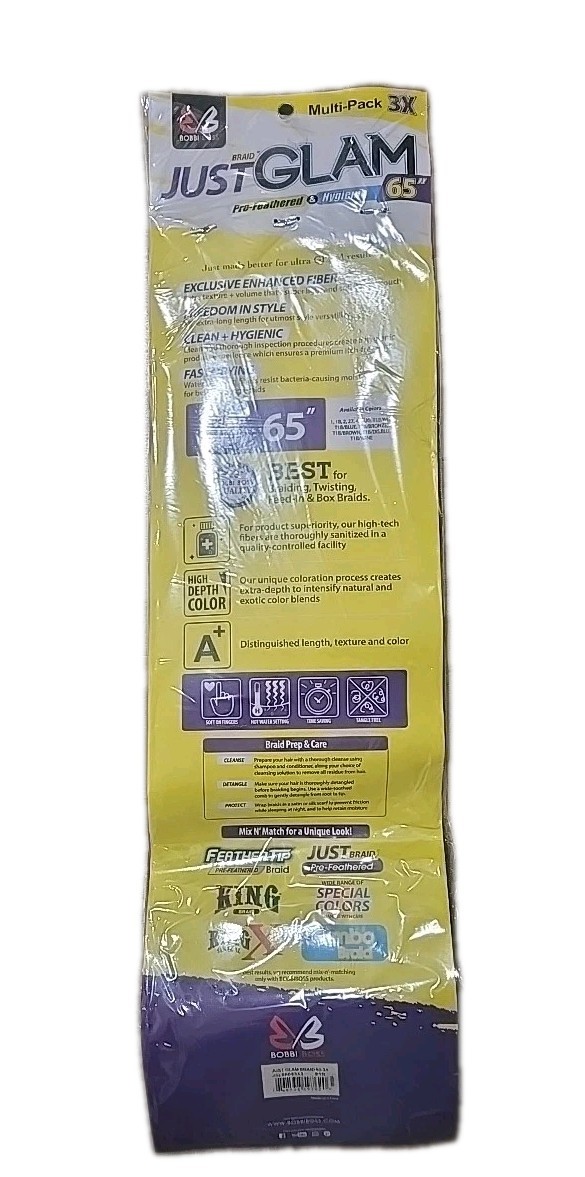 BOBBI BOSS JUST GLAM 65″ BRAIDING HAIR SUPER LONG BRAID #1B – Black NEW 3-PACK