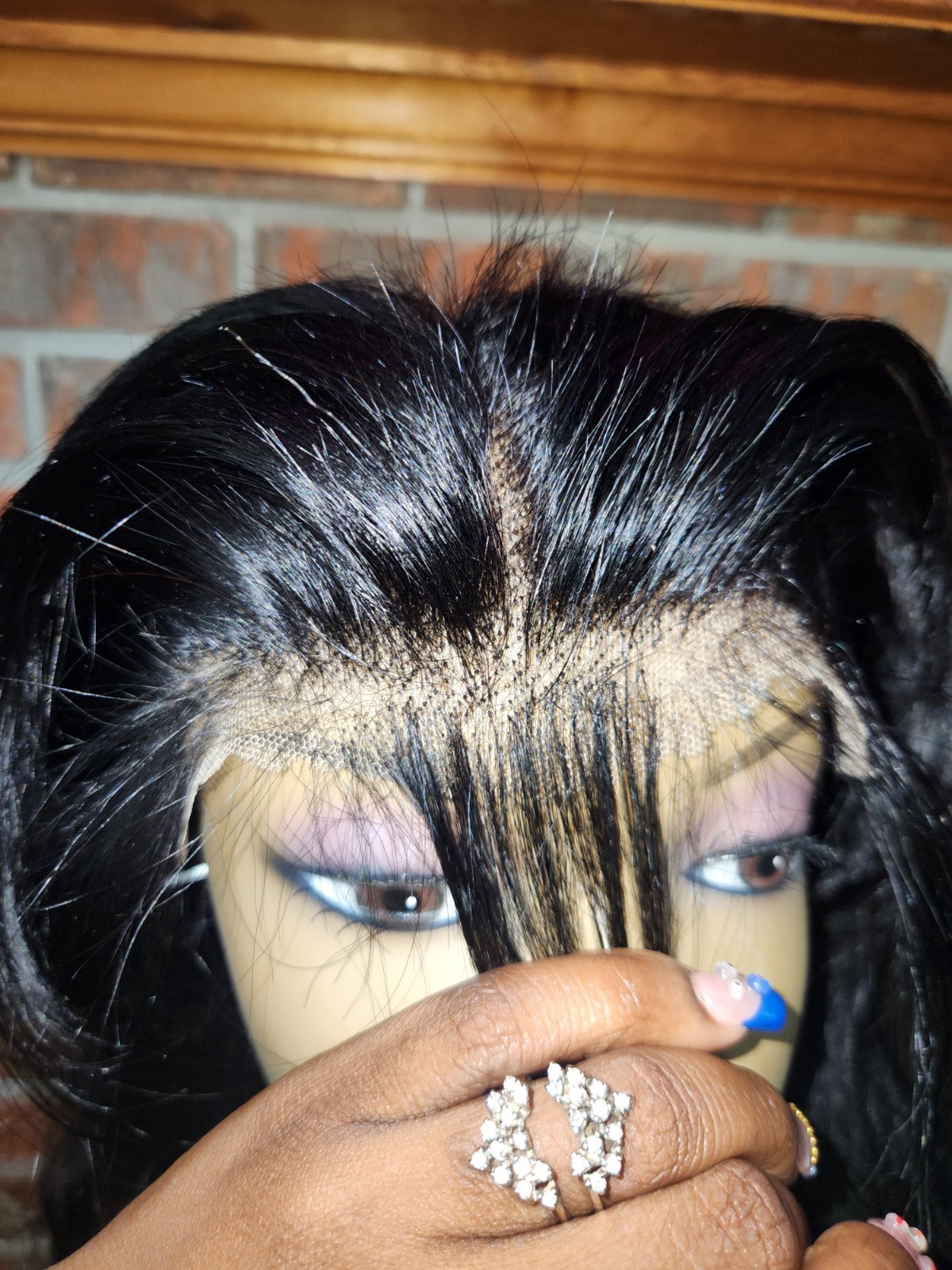 Pre-everything Black Lace Front Wig Middle Part Glue Attachment Women