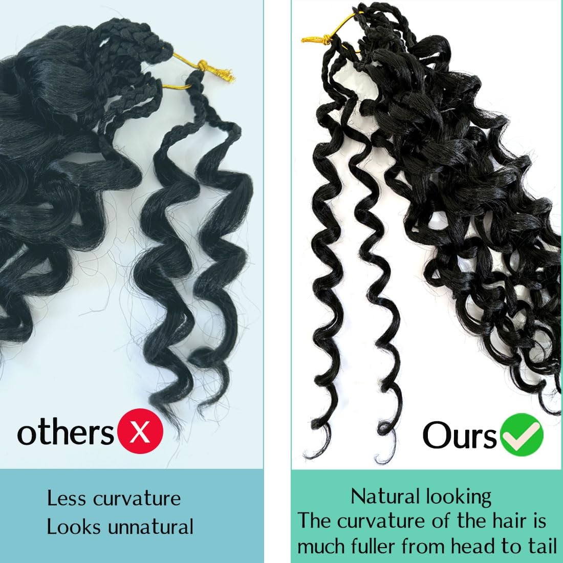 New Gogo Curl Crochet Hair Pre Looped 8 Packs 14 Inch(Pack of 8), 1B#