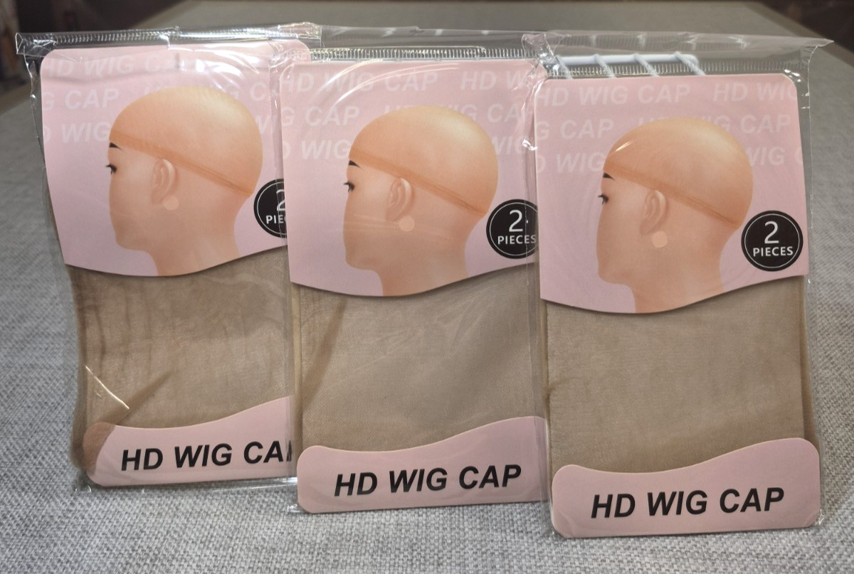 3 pkgs HD Wig Cap for Lace Front Wig Breathable One Size Fits All (6 caps total)
