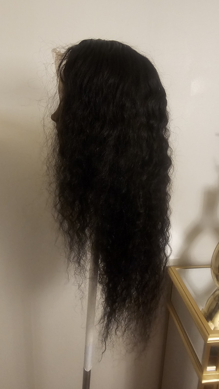 High Quality regular Top Black 24 to 26″ curly 100% Virgin Human Hair Lace Wig