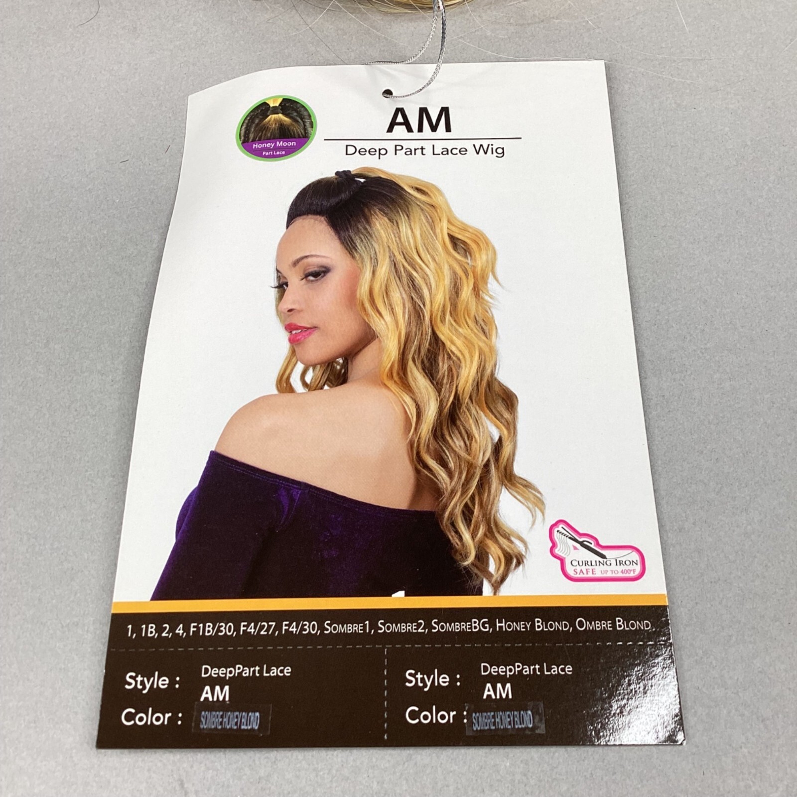 AM Deep Lace Front U-Part Ombre Honey Blonde Wig Top Pony Ponytail Synthetic