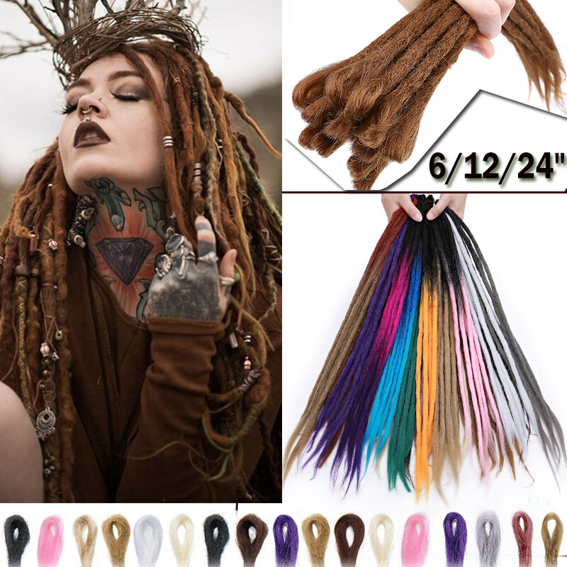 Woman Full Head Dread Lock Crochet Dreadlocks Hair Extensions 24″ Long As Human