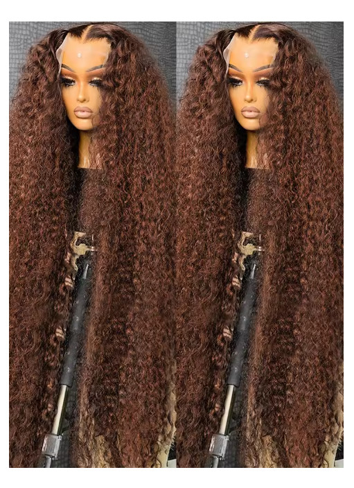 Chocolate Brown Deep Curly 13×4/13×6 HD Lace Front Human Hair Wig 30-36″