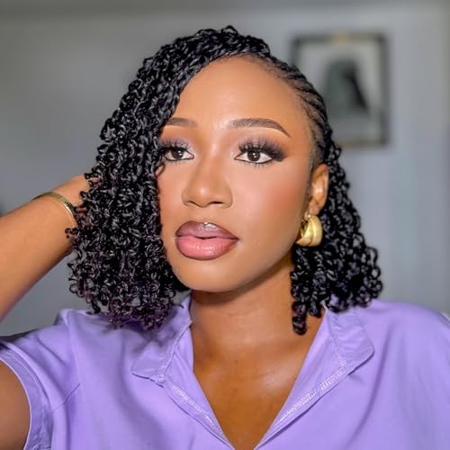 Human Hair Yanky Twist -10 Inch (40 strands) Pre-looped 10 Inch (Pack of 1) 1B