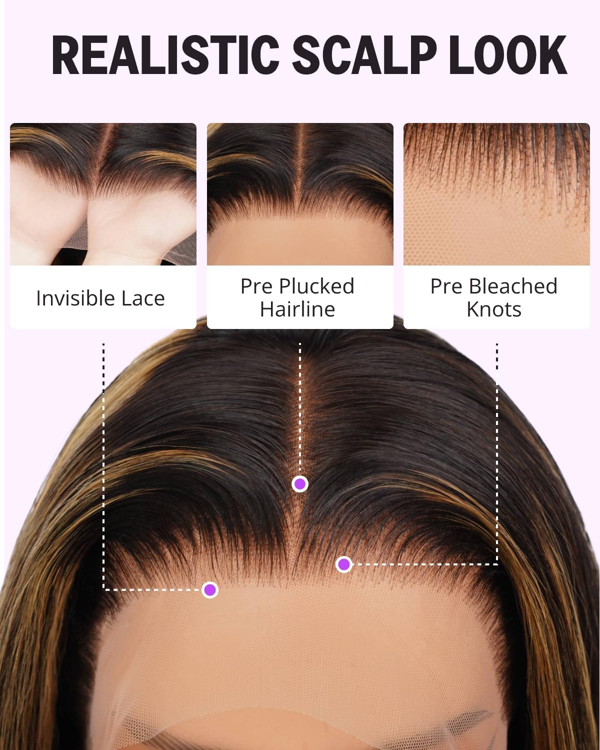 Megalook Hair Highlight Ombre Bob Wig Human Hair Balayage 13X4 Hd Lace Frontal