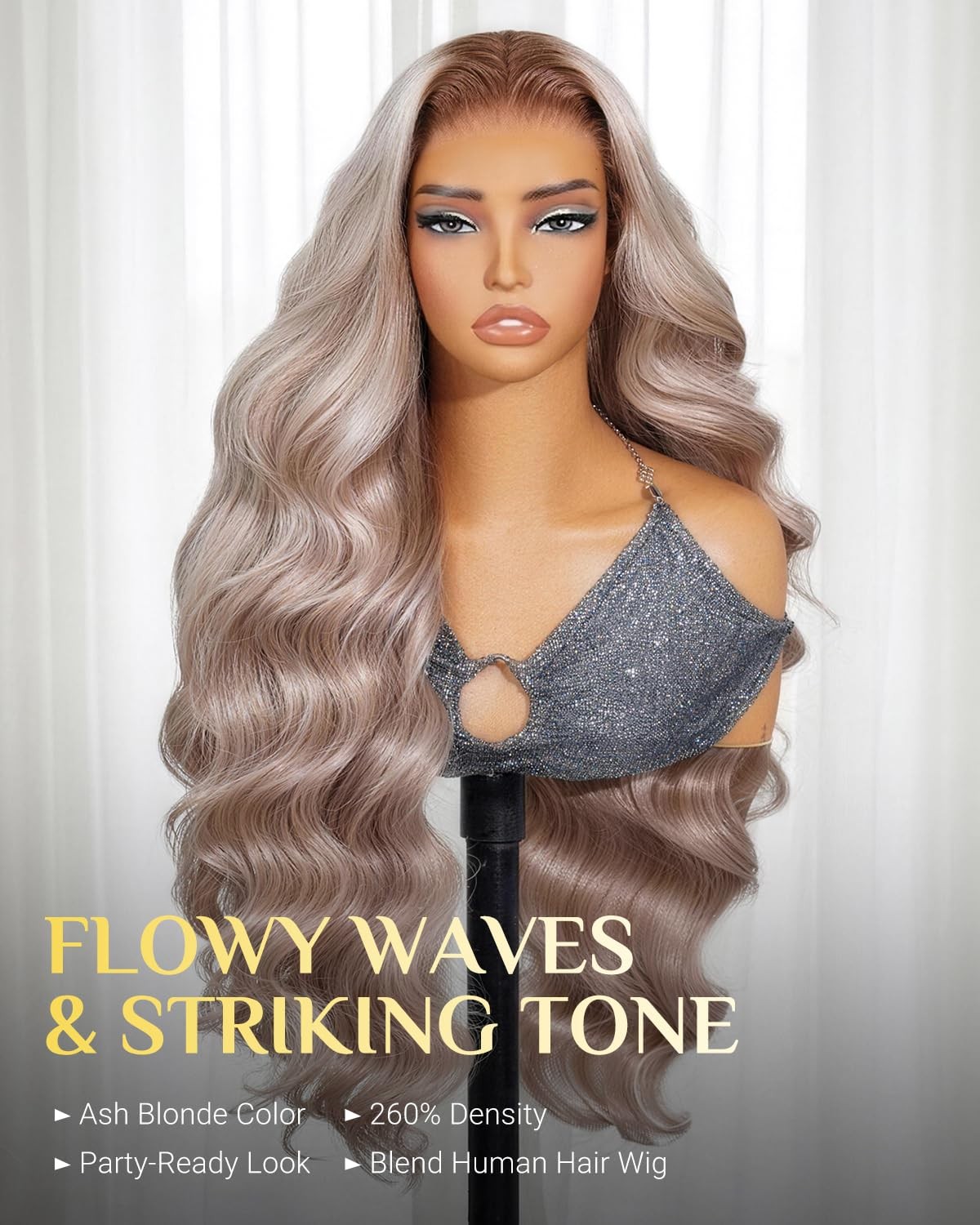 Teslal Ash Blonde Wig Human Hair Blend Wear And Go Glueless Wigs Pre Plucked