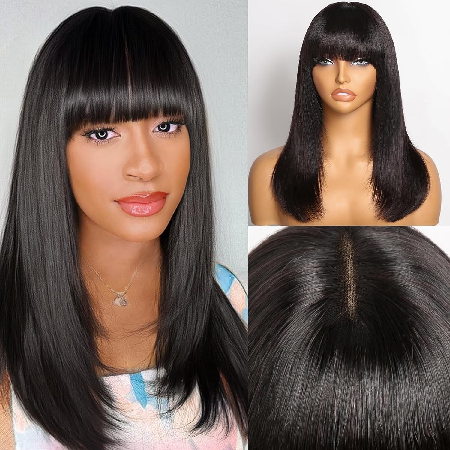 Short Bob Wigs with Bang 2X1 HD Lace Front Human Hair Wig with Bang Straight