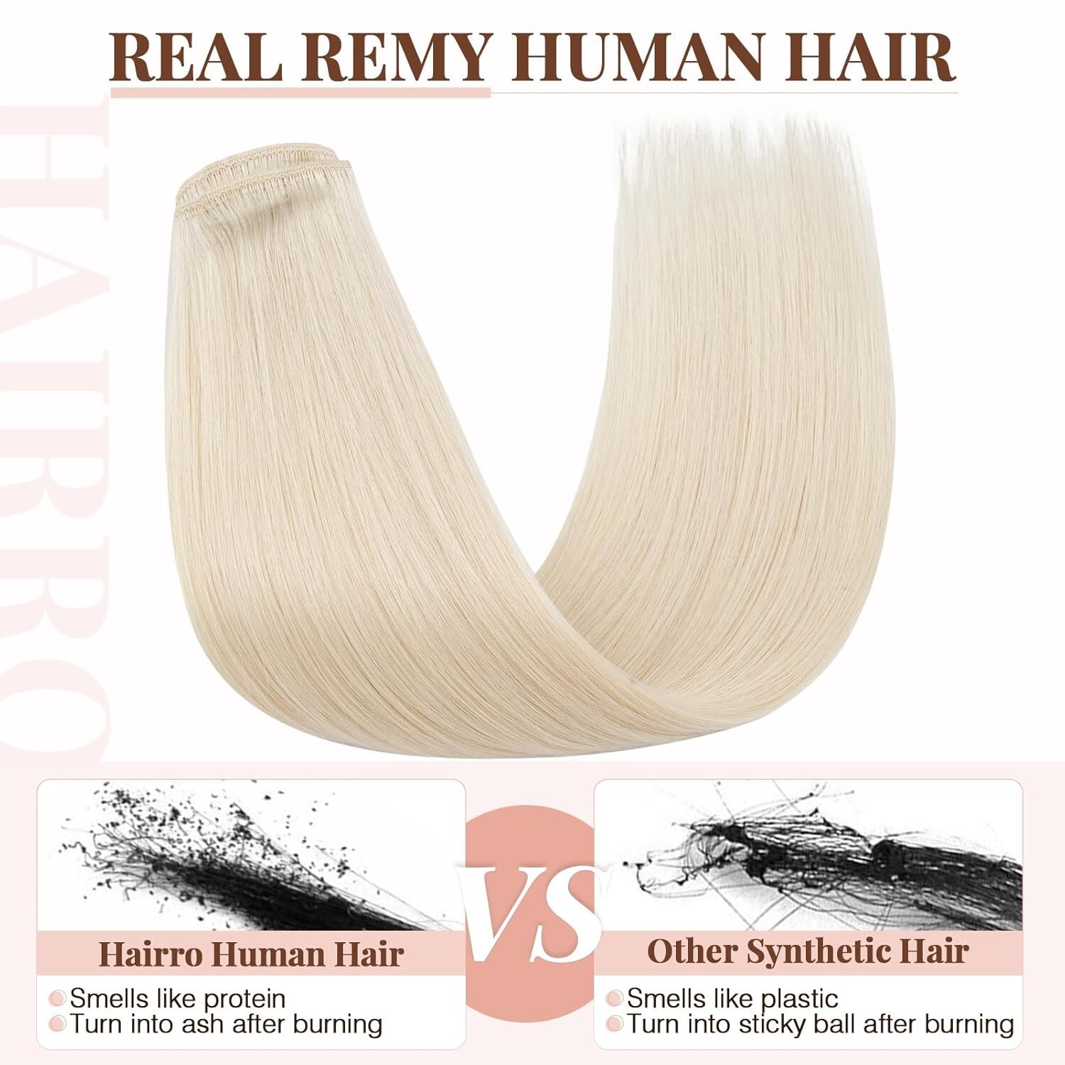 HAIRRO 10IN WHITE BLONDE CLIP IN HUMAN HAIR EXTENSIONS 8PCS 50G #70 STRAIGHT