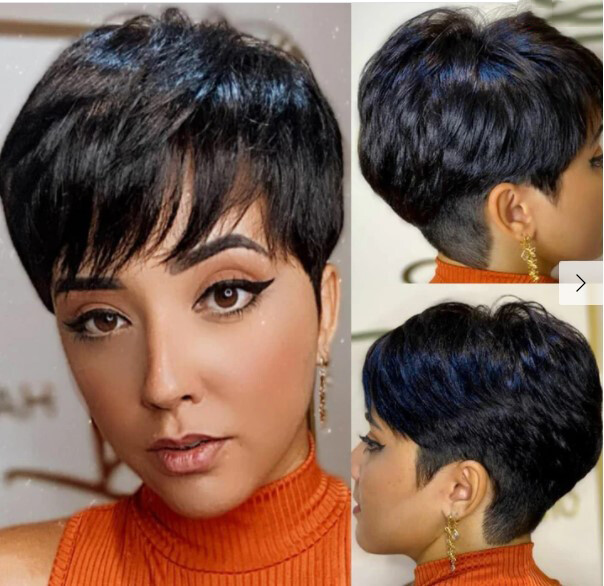 Pixie Human Hair Black Short Cuts Wigs Brazilian Women Hairstyles Natural Wigs