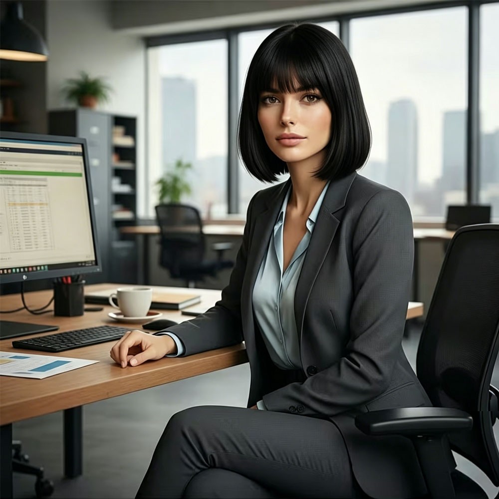 12″Bob Wig with Bangs, Natural Straight Synthetic Hair for Women Daily Wear US