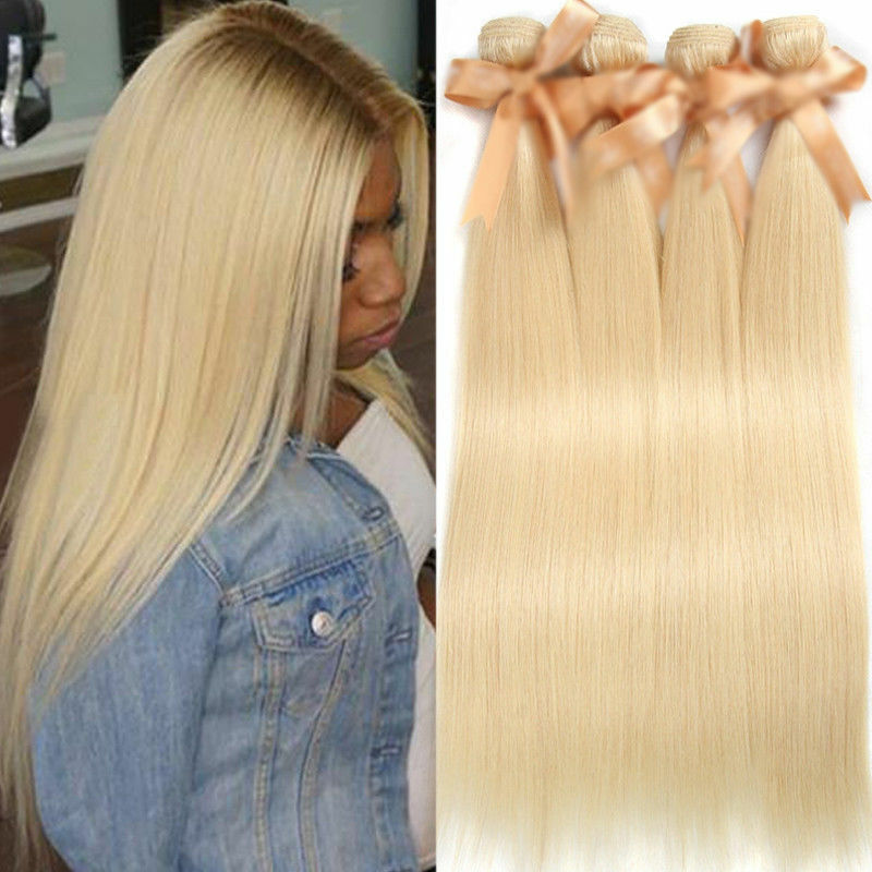 3 Bundles 24inch 613 Blonde Human Hair Weft Straight Brazilian 100% Human Hair