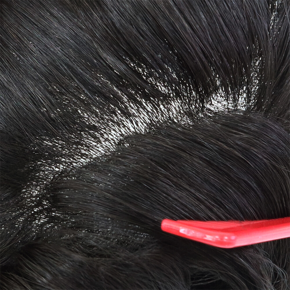Durable Mens Toupee Human Hair Replacement Systems Lace Front Hair Pieces Q6#1B