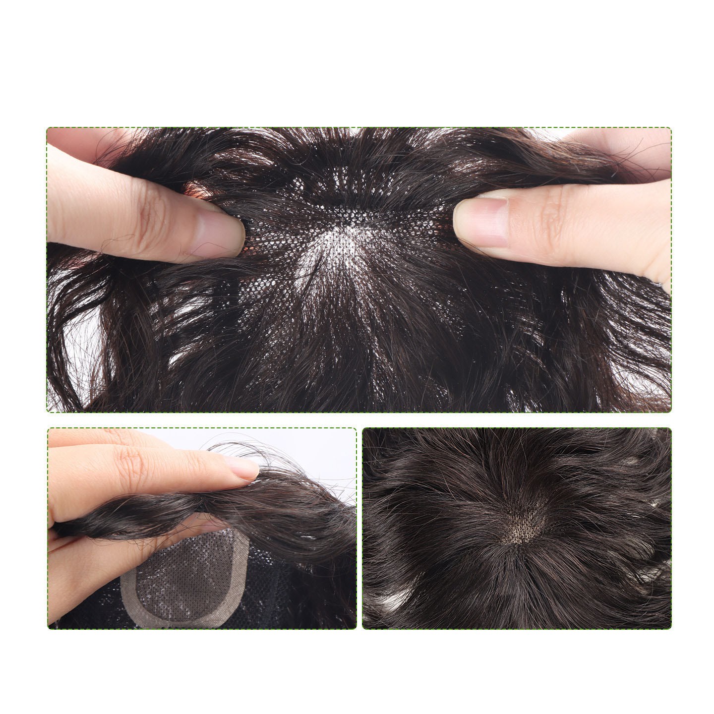 Short Curly Wavy Clip In Human Hair Toppers For Loss Thin Hair Top Replacement