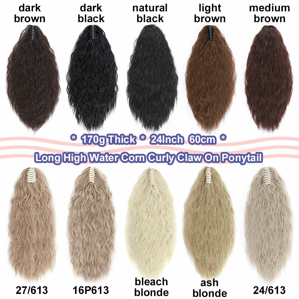 US Long Thick Jaw Claw On Ponytail Clip In Pony Tail Hair Extensions Wavy 12-26″