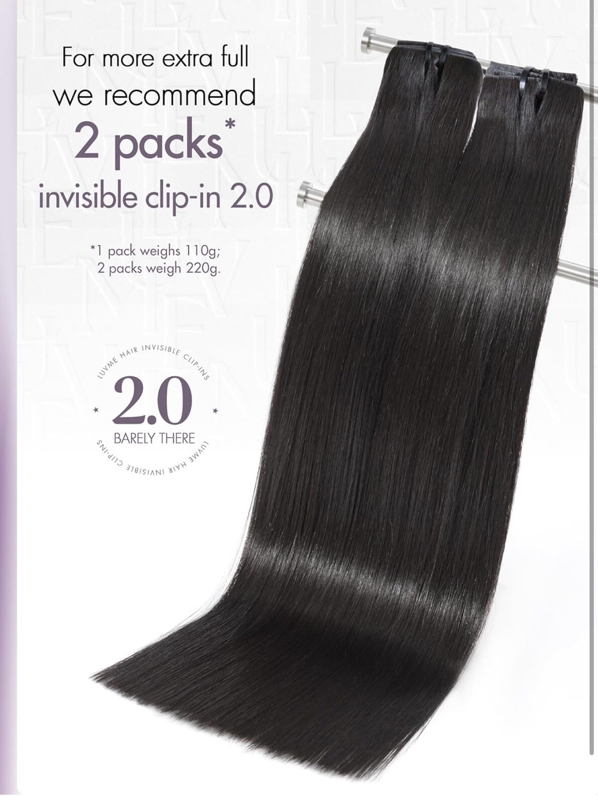 LUVME Invisible Clip in Hair Extensions,16 Inch 2 Pack 220g 14pcs
