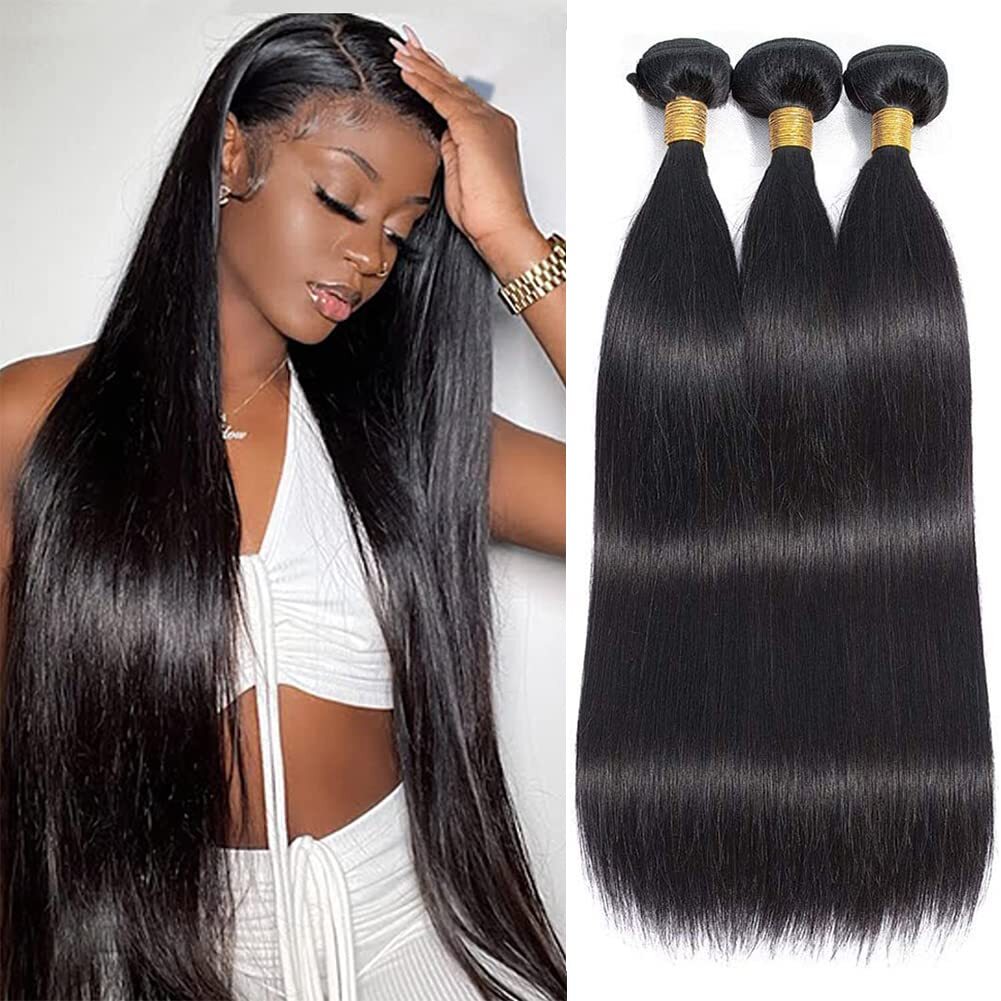 Straight Hair Bundles Human Hair 3Bundles Weave Human Hair Bundles Natural Color