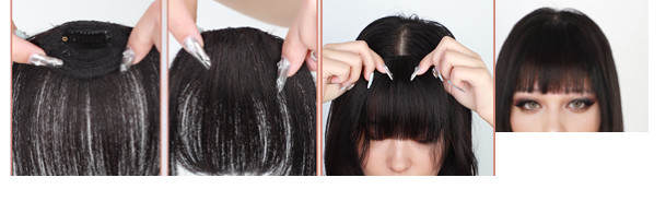 Clip-in Bangs Clip-on Curtain Bangs, BROWN BLACK + Accessories – FREE SHIPPING!