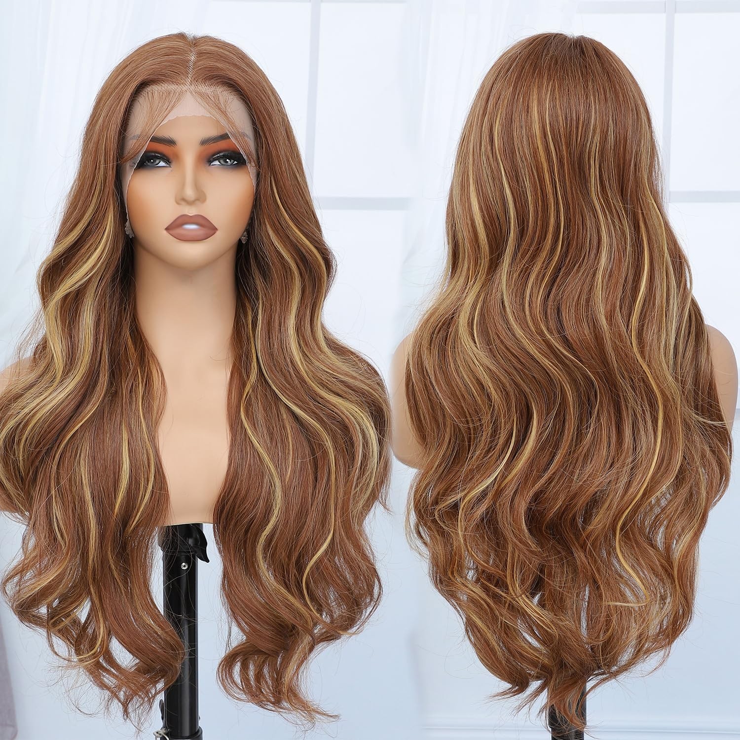 Honey Blonde 13×4 HD Lace Front Wig Glueless Body Wave Synthetic Hair