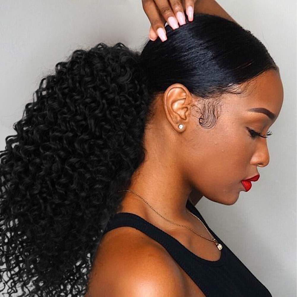 Kinky Curly Drawstring Ponytail with Soft Fiber for Natural Hair Appearance