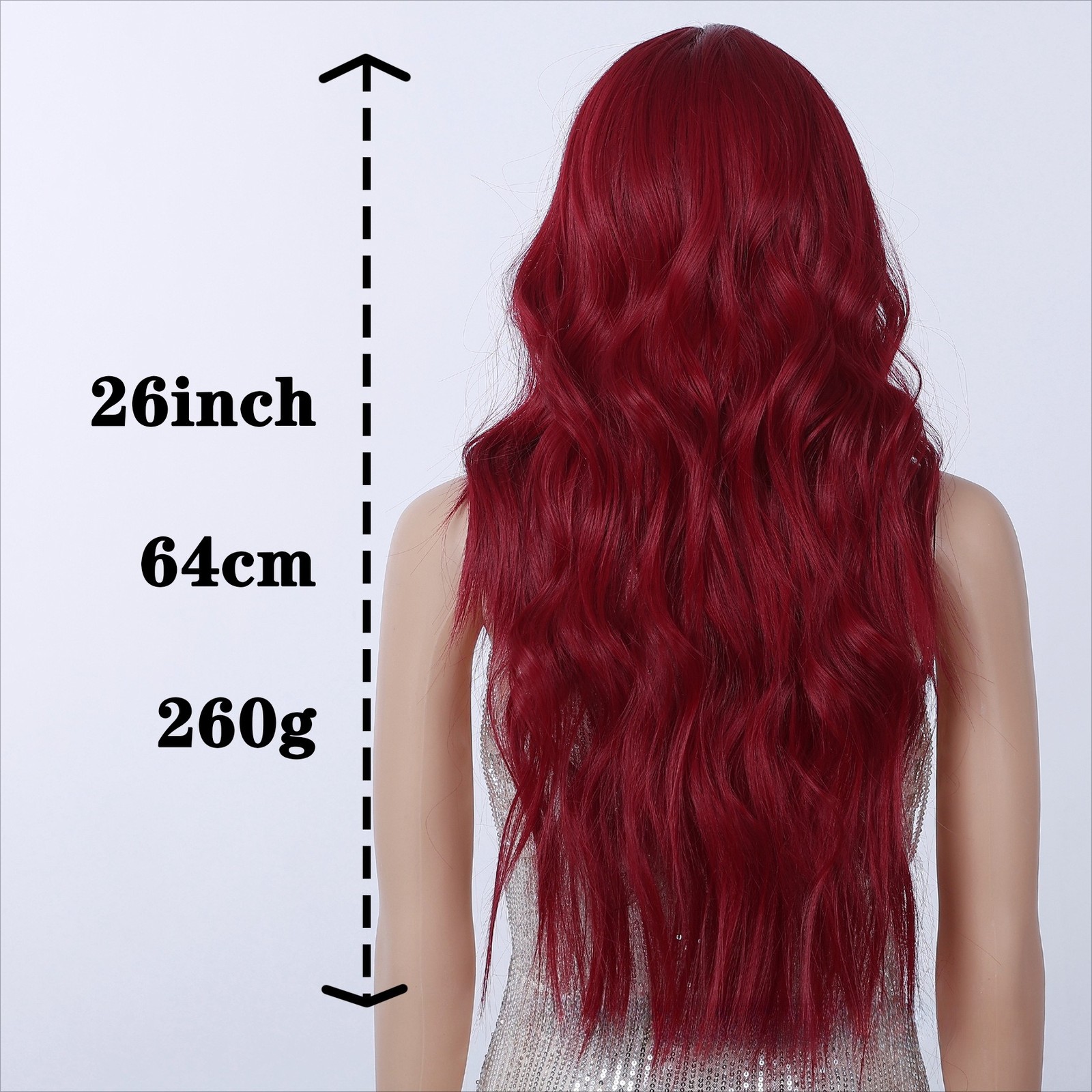 Ombre Burgundy Pink Highlight Long Wavy Wig 26 Inch Middle Part Synthetic Hair