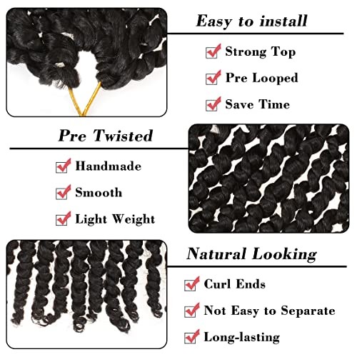 8 Packs 10 Inch Passion Twist Hair for Women Natural 10 Inch (Pack of 8) #1B