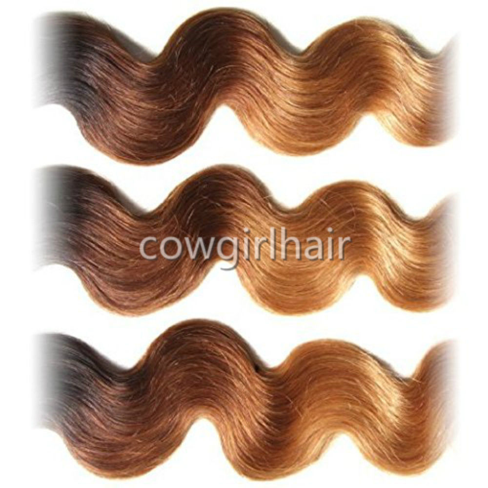 Ombre Body Wave Black Brown Blonde 1B/4/27 Sew In 100 Human Hair Weave 1 Bundle