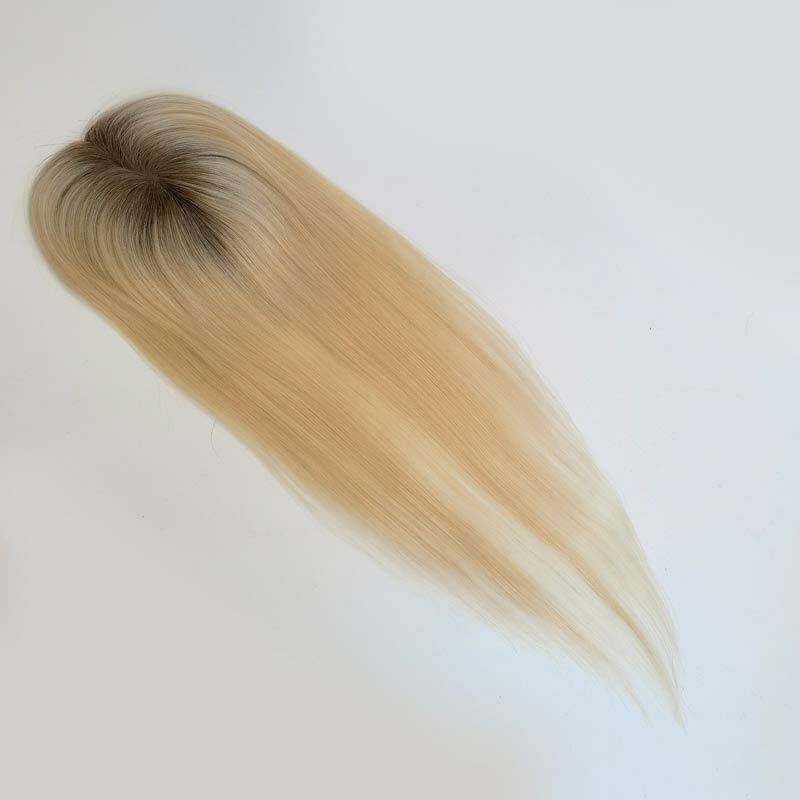 Women’s Clip-on Mono Base Hairpiece Virgin Hair 5” X 3”