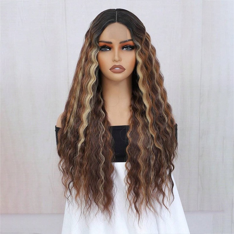 Deep Wave Long Curly Wig for African Women Heat Resistant Synthetic Wig