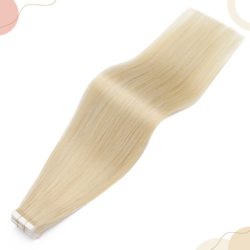 HAIRRO Tape In Hair Extensions 12″-24″ Real 100% Remy Human Hair Invisible Blond