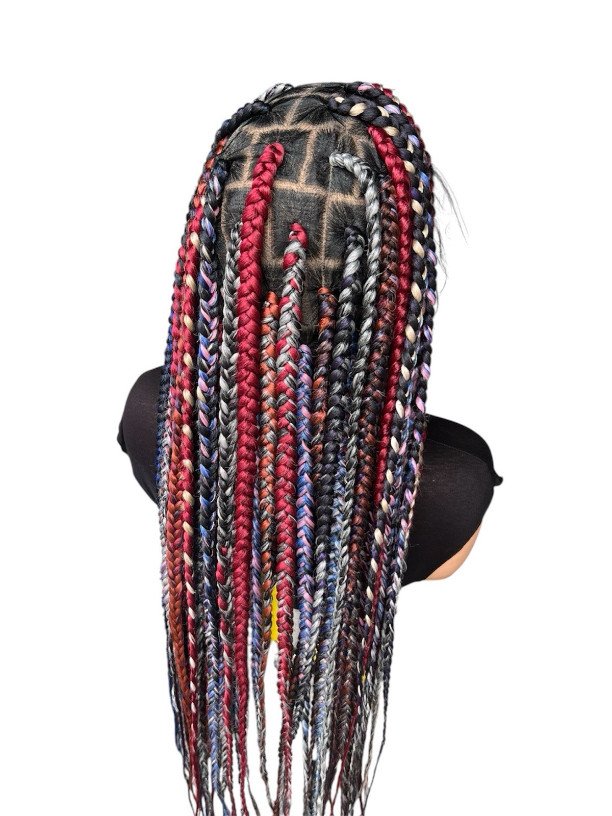 Women’s Braided Braid-In Wig Classic Cap One Size 31-40in Black Red Blue