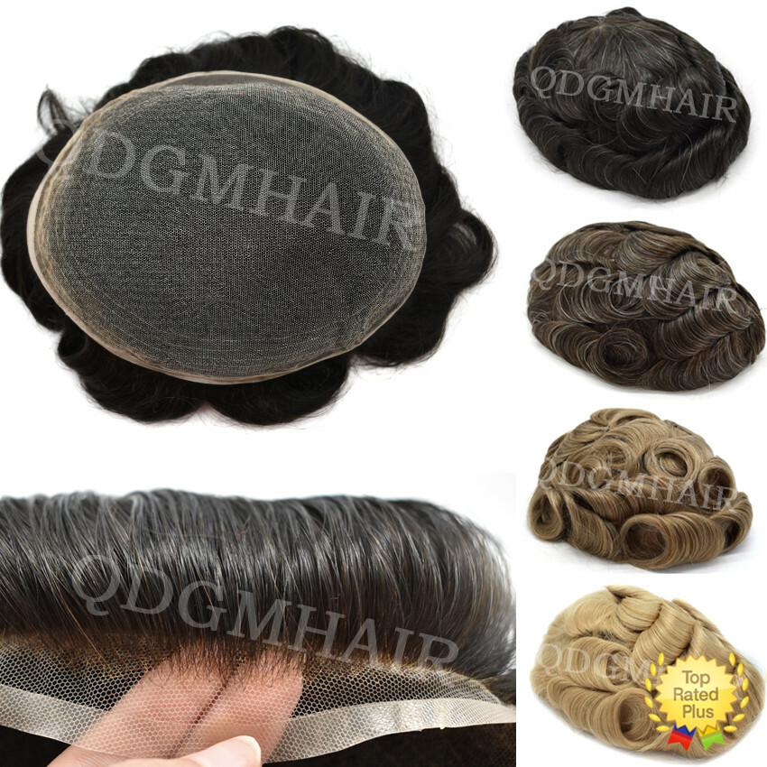 Mens Toupee Full French Lace Hairpiece All Lace Hair Replacement System Natural