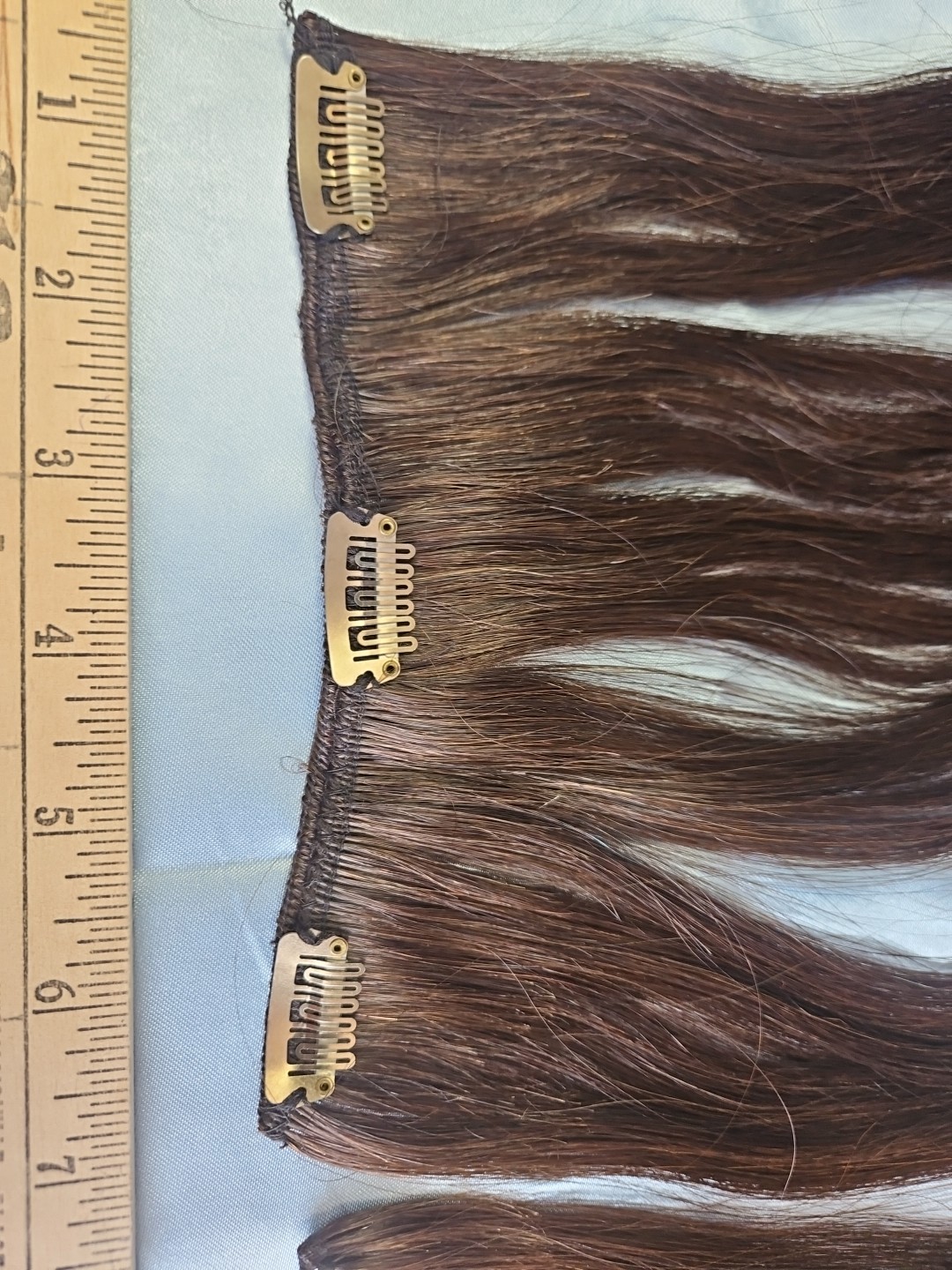Remy Human Hair Filler Extensions Hair clips, full Set Of 12 Drk Brunette