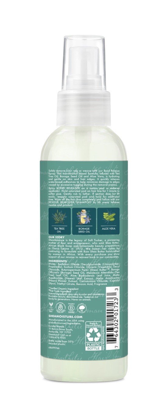 Shea Moisture Wig & Weave Bond Release Spray Tea Tree Borage Seed Oil Aloe NEW