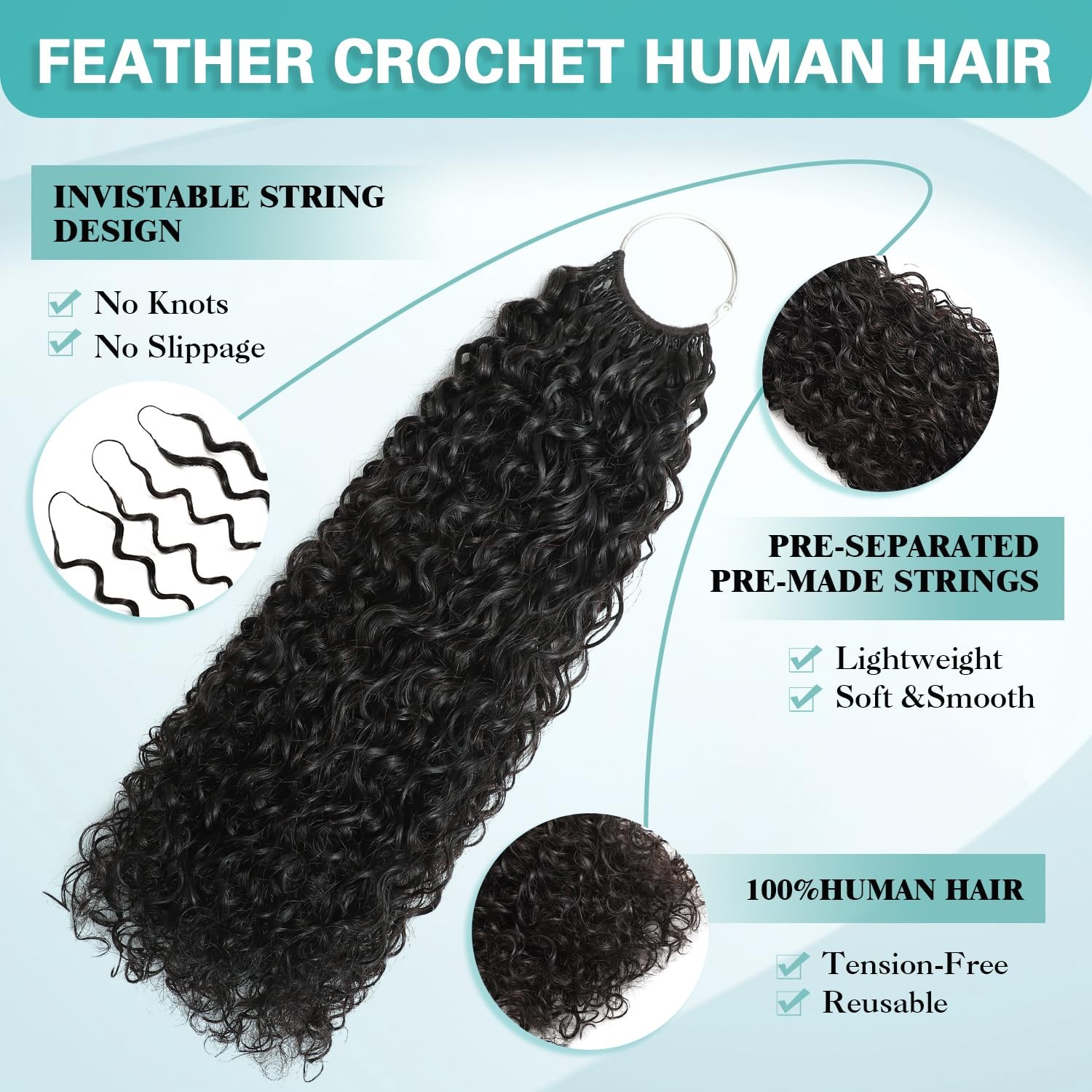 Feather Crochet Human Hair for Black Women Deep Curly 18 Inch PreSeparated 60…