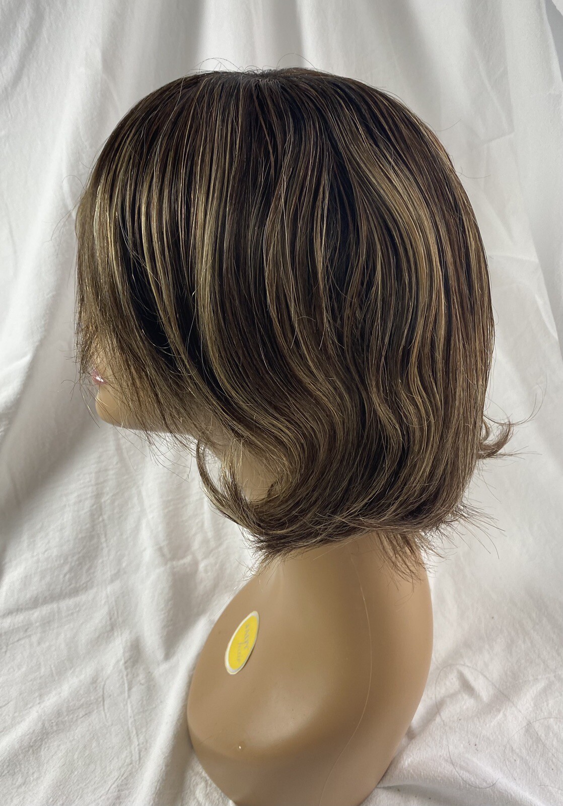 100% Human Hair Wig Short Bob Swiss Lace Hand Knotted With Wefts Back