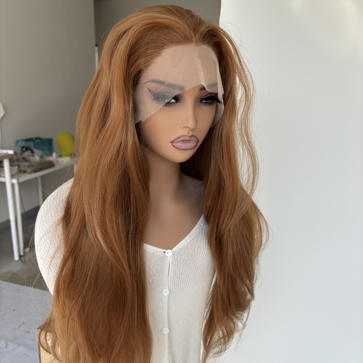 Layered HD Lace Front Wig Ginger Brown Long Straight Heat Resistant Hair