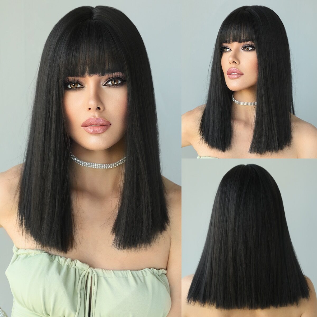 Long Curly Hair Wig with Bangs Wig Natural Synthetic Wigs Heat Resistant Hair