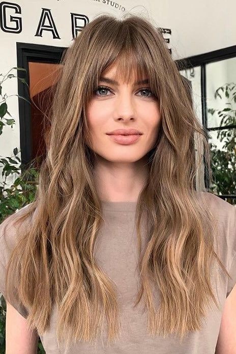 Ombre Brown to Honey Brown Wave Wigs with Bangs 100% Human Hair Lace Front Wigs