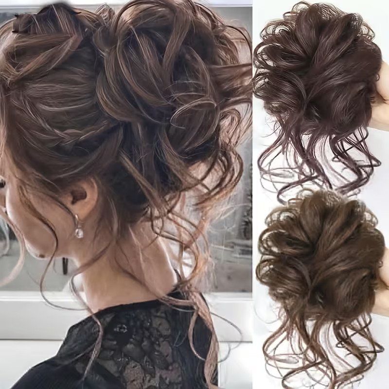 Wavy Curly Messy Bun Hair Piece Scrunchies Fluffy Donut Thick Updo Elegant USA