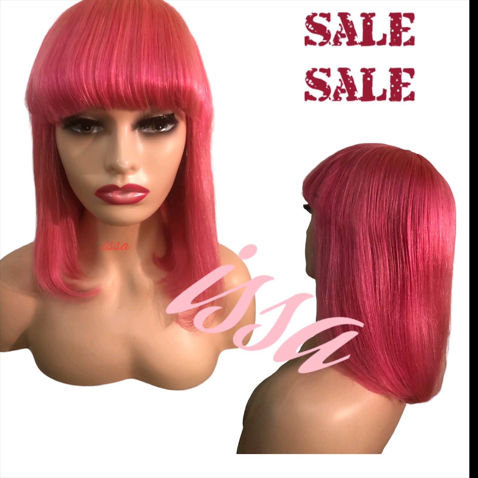 brazilian Pink Bang Bob wigs human hair