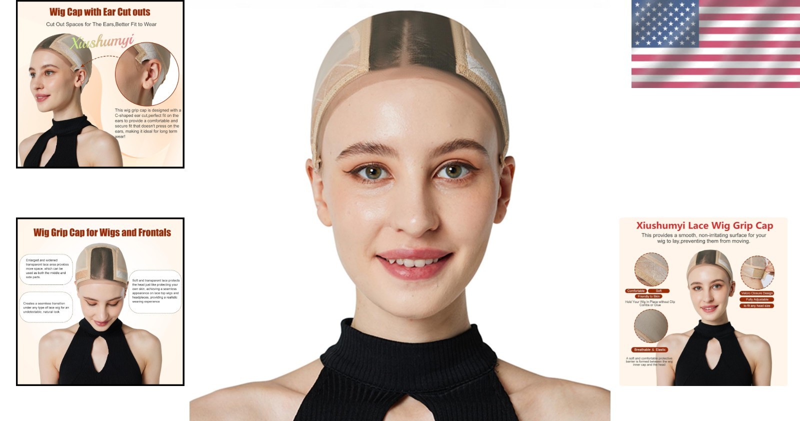 Soft and Breathable Lace Wig Cap with Adjustable Grip Band – Seamless Nude