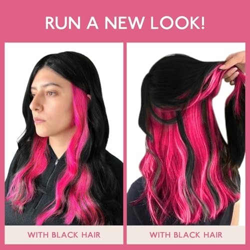 Hot Pink Tape In Hair Extensions 18″ Remy Human Hair 10pcs 25g Invisible Soft Re