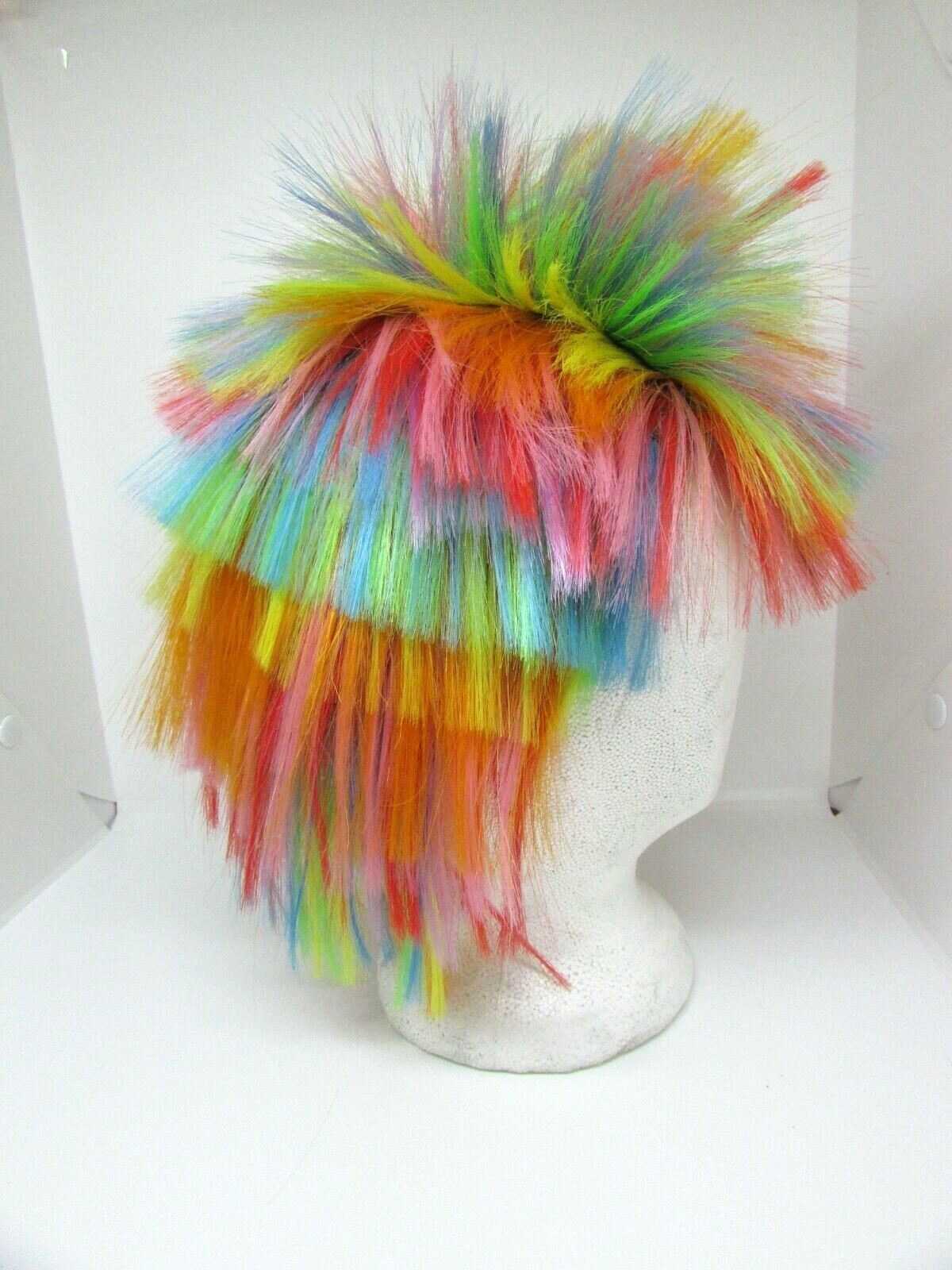 Vintage 80’s Japan DELUX, Rainbow LGBTQ Gay Pride MULLET WIG, Small