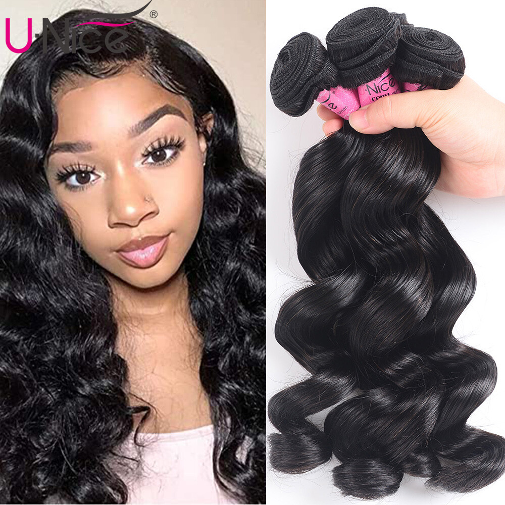 UNice Hair Cambodian Loose Wave Bundles Human Hair Extensions Virgin Hair Weaves