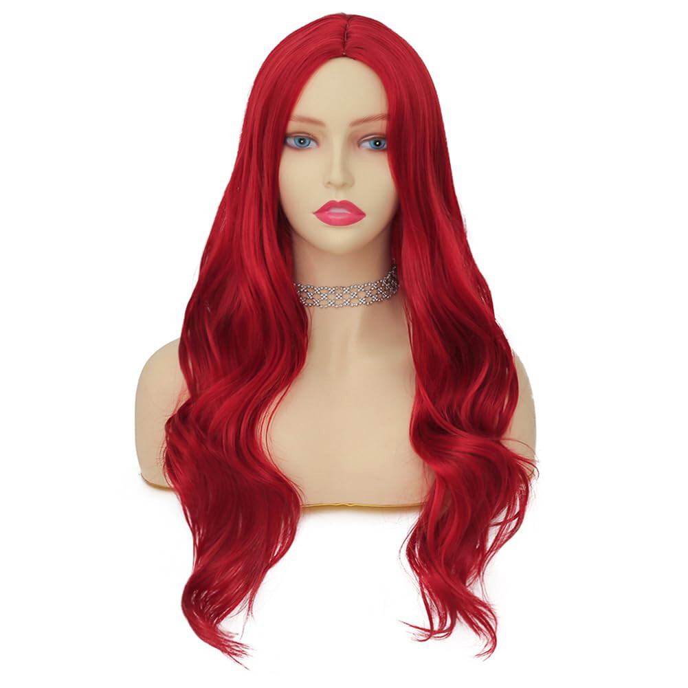 Earin 22″ Long Red Wavy Wig Center Part party girl cosplay celebrity actress