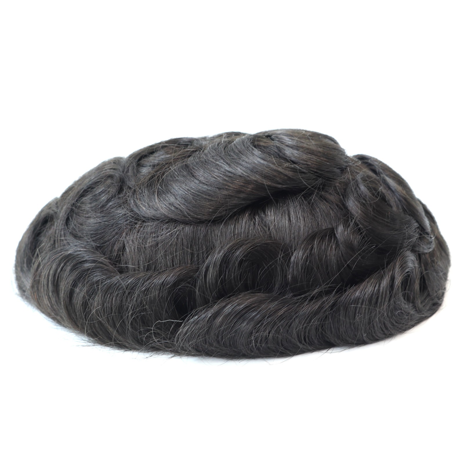 Toupee for Men Human Hair French Lace Hairpiece Off Black Hair System Q6 6X8 #1B