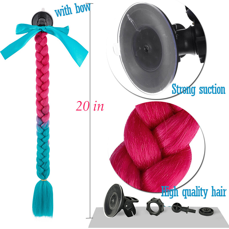 1Pcs Gradient RED Ramp Helmet Braid Ponytail Hair Pigtail For Motorcycle Bike US