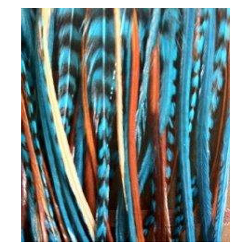 8-11 inch Indian Blue 100% Real Hair 5 Feather Extensions bonded at the tip