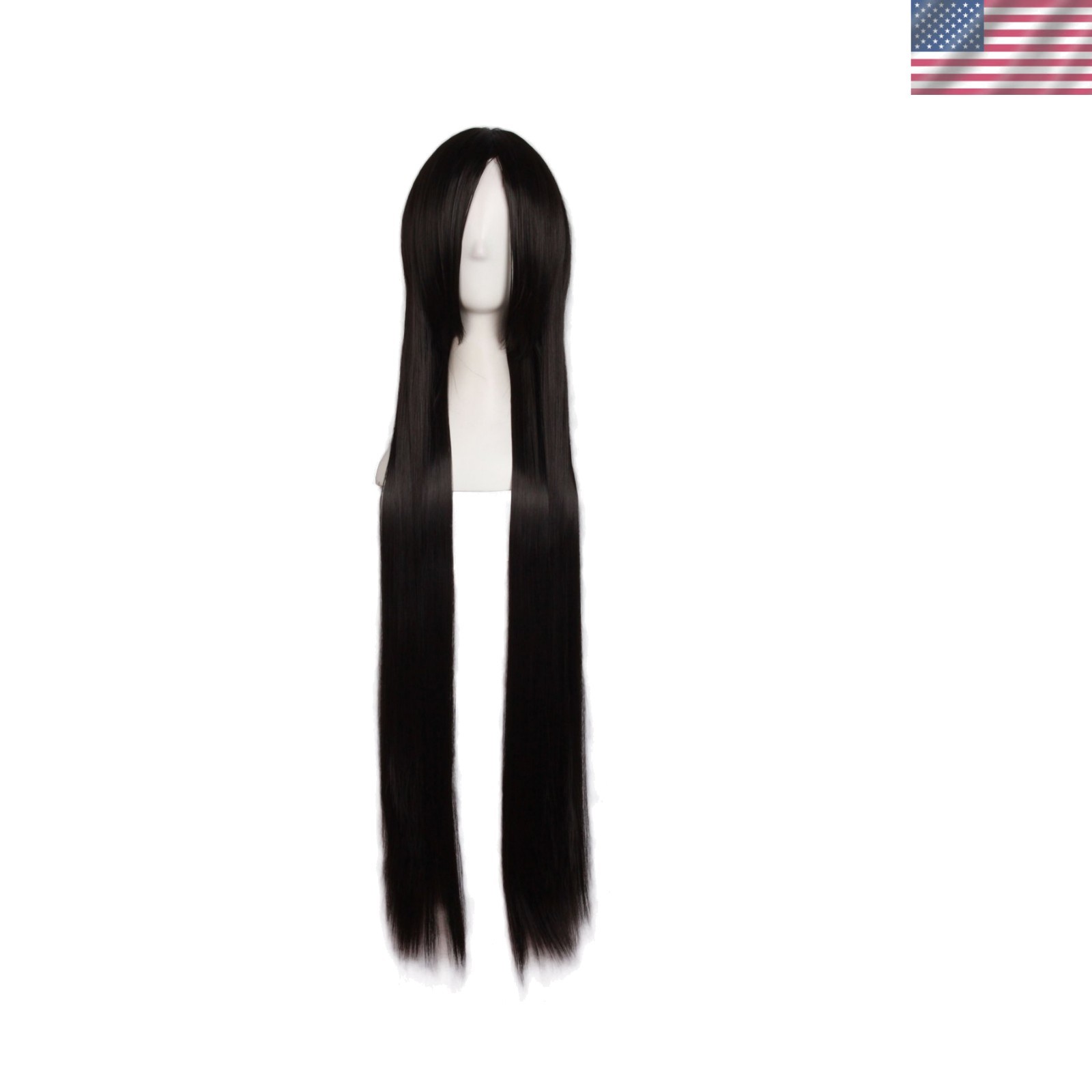 Stylish 40-Inch Straight Black Wig for Cosplay & Parties – Adjustable Cap Size